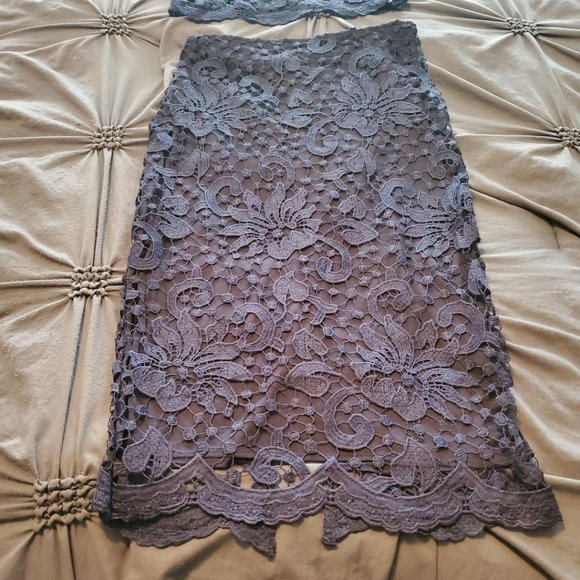 AX Paris Women's short sleeve crochet 2 piece navy dress - Picture 8 of 10